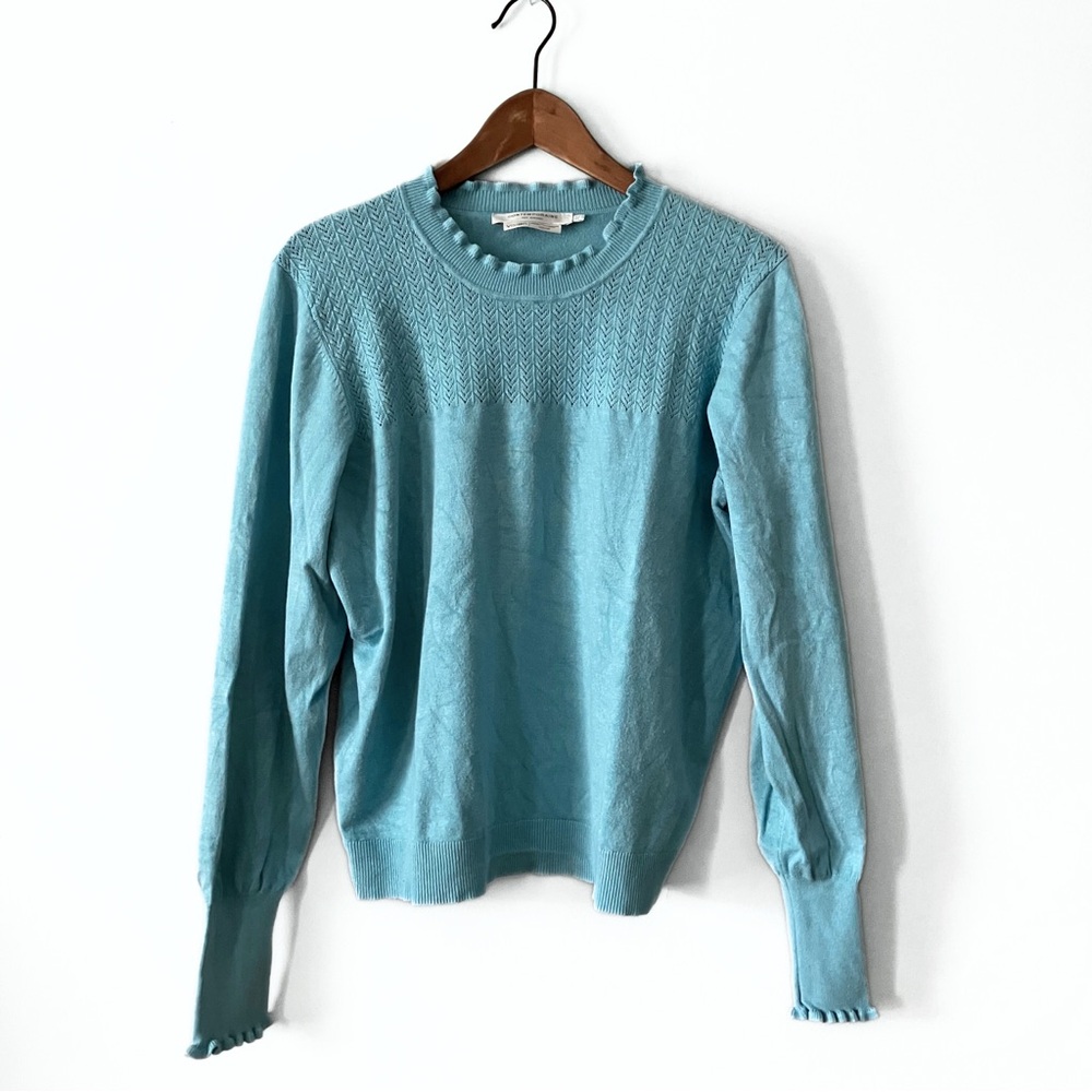 Simons Contemporaine Blue Sweater with Openwork Details